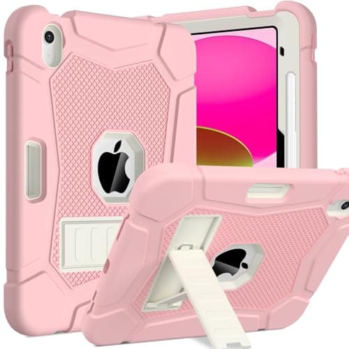 Image of TOPWANT Case for iPad (A16) 11th Generation 11 inch 2025/10th Generation 10.9 inch 2022, Shockproof Rugged Protective iPad 11th/10th Generation Case with Kickstand & Pencil Holder, Pink