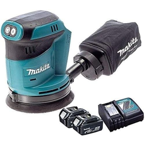 Image of Makita DBO180Z 18V Li-ion Random Orbital Sander Body with 2 x 5ah BL1850 Battery & DC18RC Charger