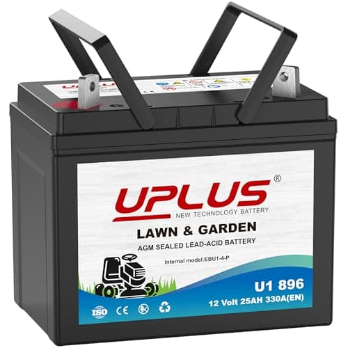 Image of UPLUS 896 U1 Riding Lawn Mower Battery, 12V 330CCA Garden Tractors Maintenance Free Agm Batteries Fit for John Deere/Countax/Cub Cadet/MTD/Hayter Terminal:+,-