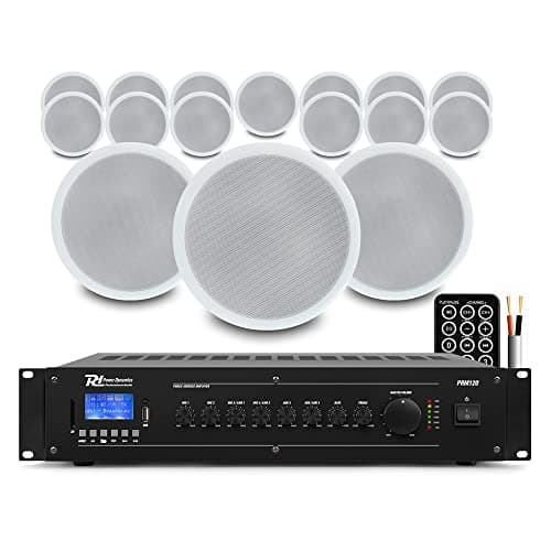 Image of Power Dynamics CSPB5 100V Ceiling Speaker System Kit with PRM120 Mixer Amplifier & Speaker Cable - Full Commercial Audio Setup for Retail, Office, Restaurants, Bars & Homes