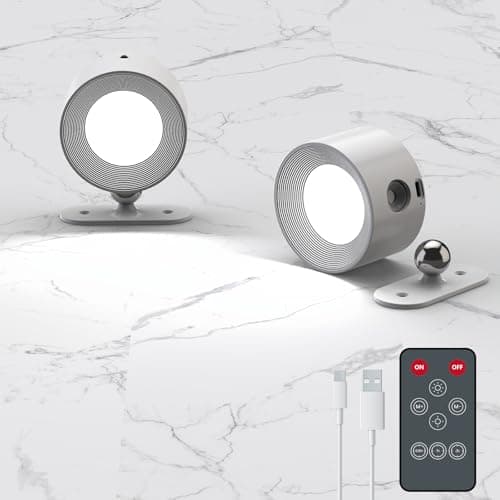 Image of Coollamp Rechargeable Wall Lights, 2 Pack LED Wall Lamp with Remote Control, 3 Color Temp, 3 Brightness Levels, 360° Rotate Magnetic, Battery Operated Wall Lights for Living Room Bedroom Reading