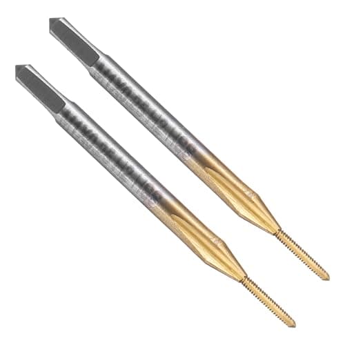 Image of sourcing map 2pcs Straight Flute Thread Tap, M1 x 0.25 Metric Titanium Coated Screw Threading Tapping Tool Thread Milling Machine Taps, High-Speed Steel 6542 (HSS 6542)