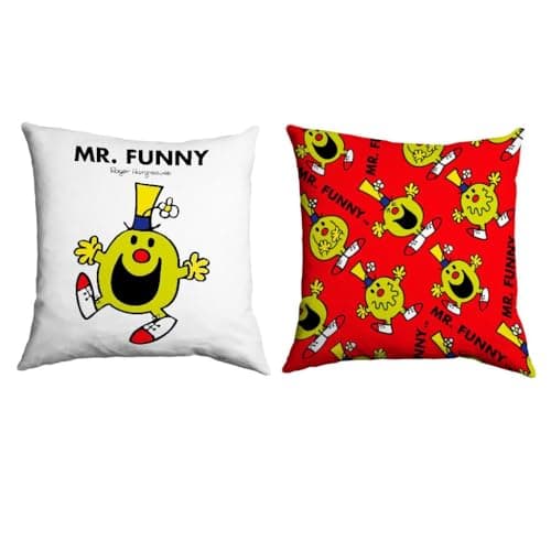 Image of Mr Men Mr. Funny Cushion – 40cm x 40cm Soft-Touch Faux Suede Pillow with Microfibre Inner | Perfect Home Décor & Gifting Idea