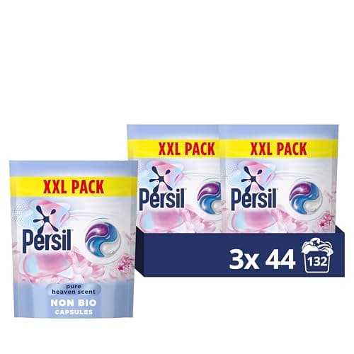 Image of Persil Non-Bio Laundry Capsules Heaven Scent, Hypoallergenic, Fast-Dissolving, Removes Stains, Gentle for Sensitive Skin, Cold Water Suitable, 3 × 44 Washes (132 Total)