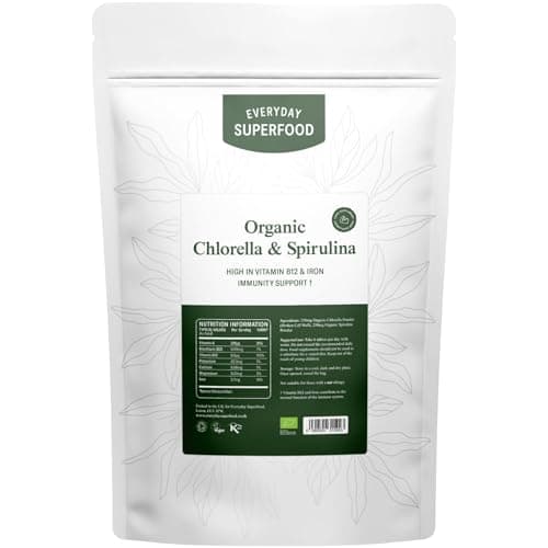 Image of Everyday Superfood Organic Chlorella & Spirulina Tablets 500mg, 1800 Broken Cell Wall Chlorella & Raw Spirulina Cold Pressed Tablet