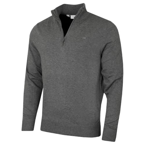 Image of Calvin Klein Mens Campus 1/2 Zip Sweater - Grey Marl - L