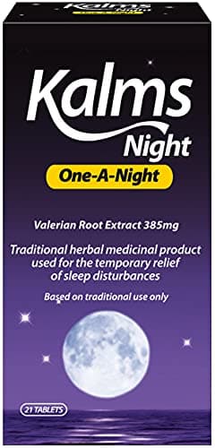 Image of Kalms Night One-a-Night 21 Tablets - Traditional Herbal Medicinal product dose used for the temporary relief of sleep disturbances.