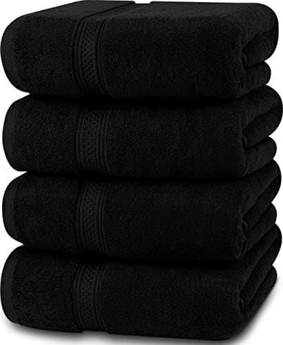 Image of Utopia Towels - 4 Piece Bath Towels Set (69 x 137 CM) - Premium 100% Ring Spun Cotton - Quick Dry, Highly Absorbent, Soft Feel Towels, Perfect for Daily Use (Black)