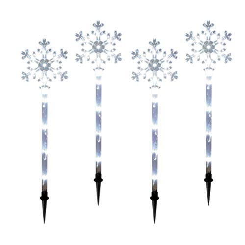 Image of The Christmas Workshop 78630 LED Snowflake Garden Path Lights | Outdoor Christmas Lights | 40cm Tall Stake Lights | 4 Pack | 40 Warm White LED Light Bulbs