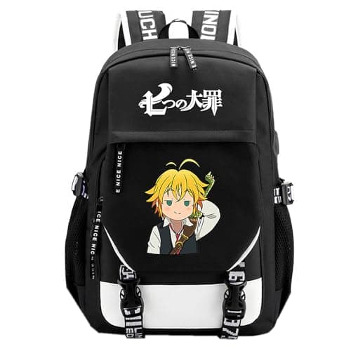 Image of Anime The Seven Deadly Sins Meliodas Cartoon Print Nylon Backpack Large School Bag for Manga Fans Cosplay Gift