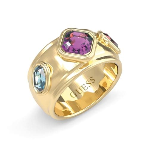 Image of GUESS JUBR05315JWYGMC Women's Ring Multi Crystal Gold, 54/17,2, Glass, Crystal