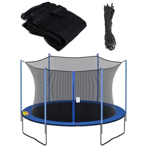 Image of Cliselda Trampoline Net Replacement 14 ft 6 Poles, Safety Enclosure Net for 14 Foot Round Frame Trampolines, Breathable and Weather-Resistant, Adjustable Straps(Net Only,Poles not Includ)