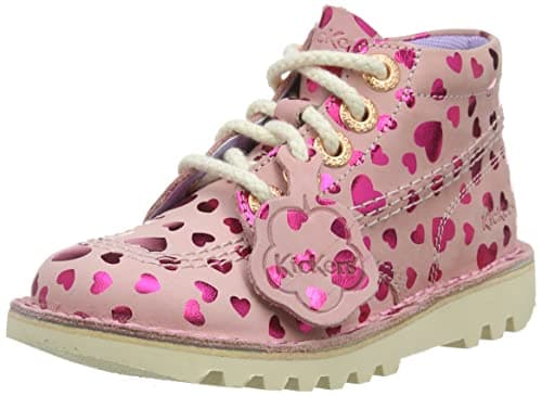 Image of Kickers Unisex Kids Kick Hi Classic Ankle Boots with Zip | Extra Comfortable | Added Durability | Premium Quality, Pink, 1 UK Child