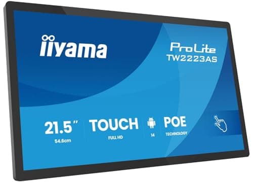 Image of iiyama Prolite TW2223AS-B3P 54.6 cm 21.5 Inch IPS LED Monitor Full HD 10 Point Multitouch Capacitive Android 14 USB-C Out Audio Out USB 3.2/2.0 RJ45 PoE WiFi Bluetooth SD Slot Anti-Glare iiSignage² 24