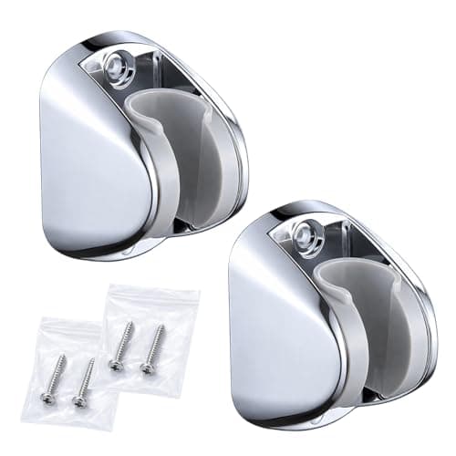 Image of Shower Bracket and Shower Head Holder, 2 Pack Adjustable Wall Mount with Screws, Replace Worn Shower Holders and Accommodate Different User Heights, Durable ABS Material for Bathroom Installation