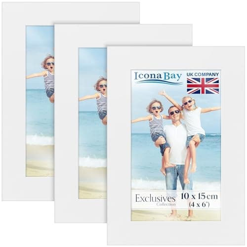 Image of Icona Bay - 6x4 Picture Frames - White, 3 Pack - Sturdy Engineered Wood Photo Frames 6 x 4 - Sleek Design, Table Top or Wall Mount - Exclusives Collection