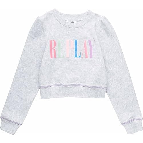 Image of REPLAY girls' sweatshirt with logo in cotton mix, Grey Melange M06 (Grey), 14 years