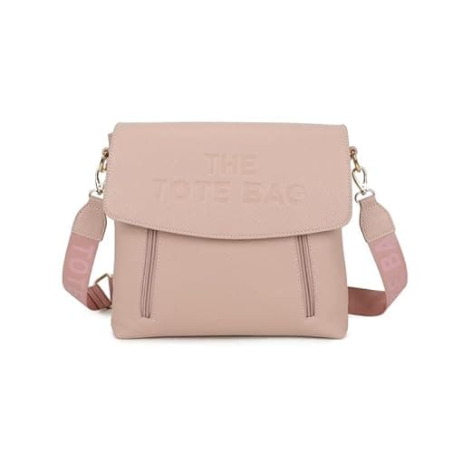 Image of Leeray® Women Crossbody Bag Multi Compartment Handbag Top Zip Magdot Flap Adjustable Strap Shoulder Satchel with Front Back Pockets Pink