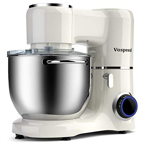 Image of Vospeed Stand Mixer 8L Cake Mixer Electric Kitchen Food Mixer with Stainless Steel Bowl, Beater, Dough Hook, Whisk for Baking, Dishwasher Safe (White)