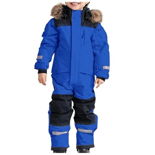 Image of Generisch Thermal Ski Suit for Boys Windproof Snow Overall with Removable Mud Suit Soft Shell Equipment, blue, 14-15 Years