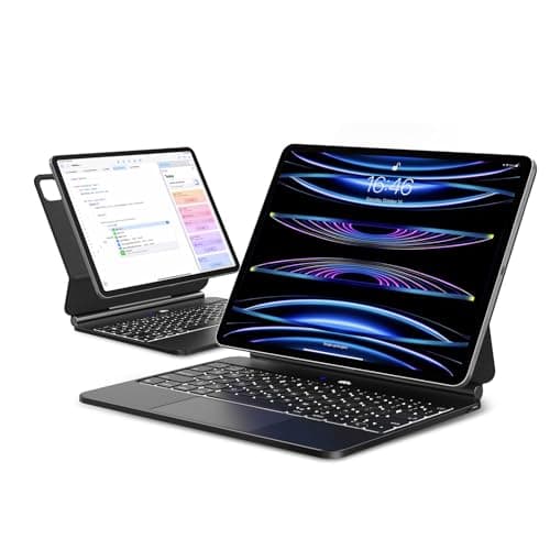 Image of APPS2Car Magnetic Keyboard Case for iPad Pro 12.9-inch (6th/5th/4th/3rd Gen) with Floating Stand, Backlit Keyboard & Multi-Touch Trackpad, Slim & Lightweight iPad Case - Black