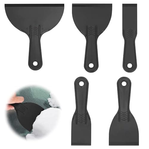 Image of 5-Piece Black Plastic Scraper Set - Flexible Non-Scratch Paint and Putty Knife Tools for Wallpaper, Filler, Wall and Car Painting