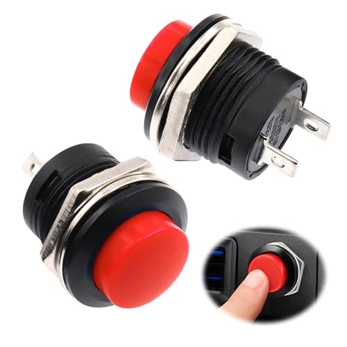 Image of 2 Pcs Red Momentary Push Button Switch, Push Button Switch for Screen Wash and Horn, 6A 125V Screen Wash Horn Kit for Kit & Classic Cars