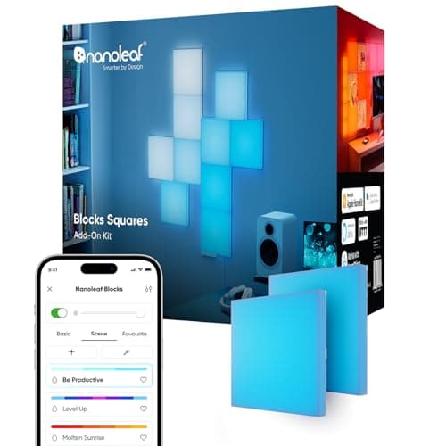 Image of Nanoleaf Blocks Expansion Kit | 2 Squares (Requires Starter Kit), RGBW Color-Changing Wall Light, Adjustable Colour Temperature 1200K-6500K, Soft Lighting Cozy Ambiance (23.1 x 23.1 cm Each)