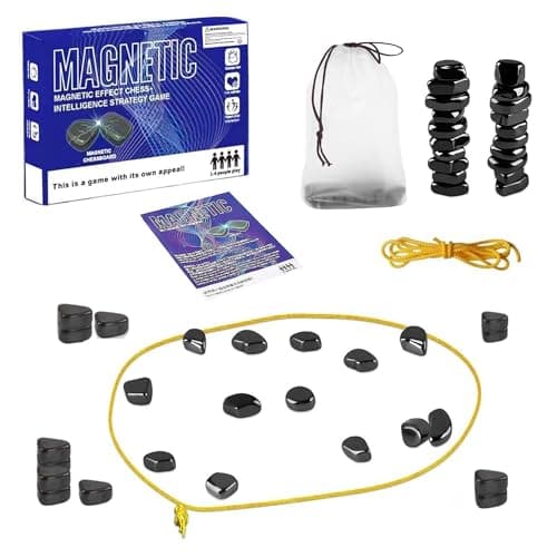 Image of Magnetic Chess game with Stones, Fun Strategy Game for Kids and Adults, Educational Chess and Checkers for Family, Portable and Travel-Friendly, for Christmas and Birthdays