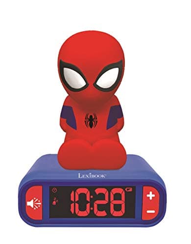 Image of LEXIBOOK, Spider-Man, Nightlight alarm clock, Sounds and Melodies, LCD Backlit screen, Luminous, Snooze, Blue/Red, RL800SP