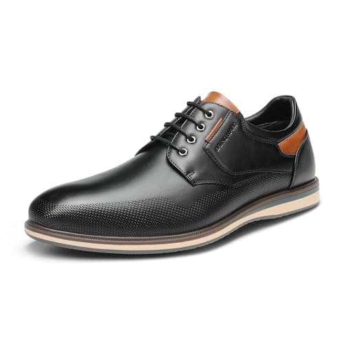Image of Bruno Marc Men's Casual Dress Shoes, Comfortable Leather Lace Up Walking Trainers & Sneakers,Size 10,Black,LG19008M