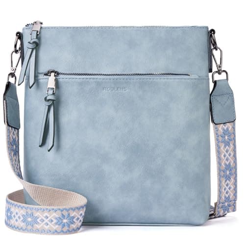 Image of Roulens Trendy Crossbody Bag for Women,Lightweight Medium Crossbody Purse Soft Leather Women's Shoulder Handbags with Adjustable Wide Strap