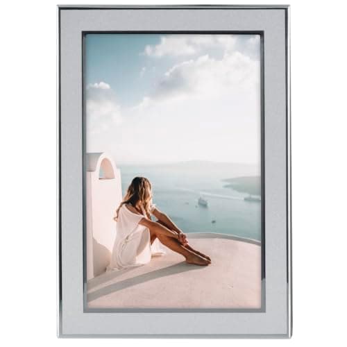Image of Hama Picture Frame 10 x 15 cm (Photo Frame, Portrait Frame, Portrait Format, Landscape Format, for Hanging, Standing, Hanging, Stand, Velvet, Picture Size 10 x 15 cm) Silver
