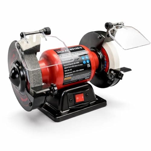 Image of LUMBER JACK 6" Bench Grinder 150mm Coarse Stone and Whitestone Grinding 250W Motor with Tool Rests & Eye Shields