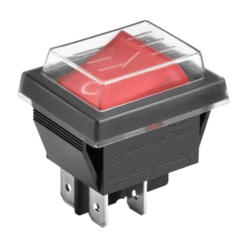 Image of Heschen Rocker Switch ON-OFF DPST 4 Terminals Red Light 16A 250VAC with Waterproof Cover (1)