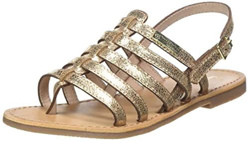 Image of LES TROPEZIENNES PAR M. BELARBI Women's Hika Sandal, Gold Crackle, 7.5 UK