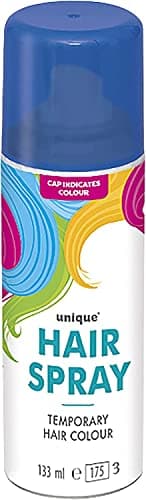 Image of Temporary Hair Color Spray Wash Out Washable Party Fancy Dress Up Accessories Party Halloween Hairspray 133ml (1, Blue HairSpray)