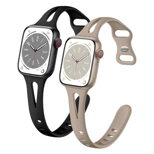 Image of Slim Soft Silicone Band Compatible for Apple Watch 38mm 40mm 41mm 42mm, Recycled Plastic Breathable Replacement Sport Strap for iWatch Series 11 10 9 8 7 6 5 4 3 2 1 SE Women Men