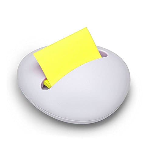 Image of Post-IT® Stylish White Stone Design Weighted Z-Notes Refillable Dispenser + 1 Pack of Canary Yellow Neon Z-Notes. (1 Pack)