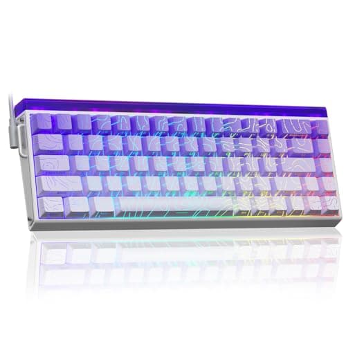 Image of AULA HERO 68 Mechanical Gaming Keyboard,Hall Effect Magnetic Switch,0.01mm Adjustable Actuation Rapid Trigger,8K Polling,Five-Layer Padding,Hot-Swap,RGB,Side Print,60% Wired Keyboard (Purple&White)