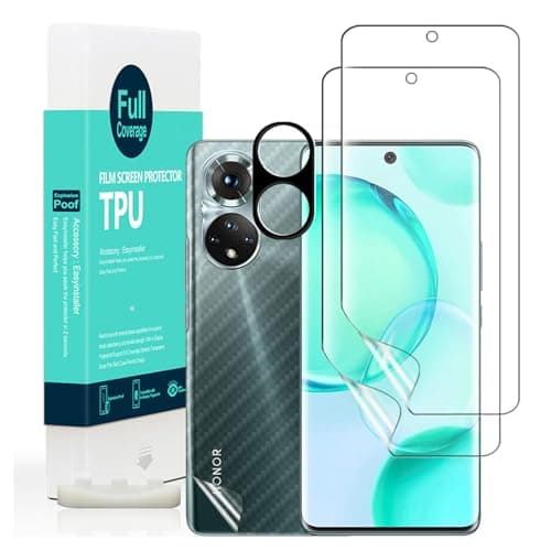 Image of Ibywind Screen Protector For Honor 50 5G 6.57",with 2Pcs Flexible TPU Film,1Pc Camera Lens Protector,1Pc Backing Carbon Fiber Film [Fingerprint Reader,Easy to install]