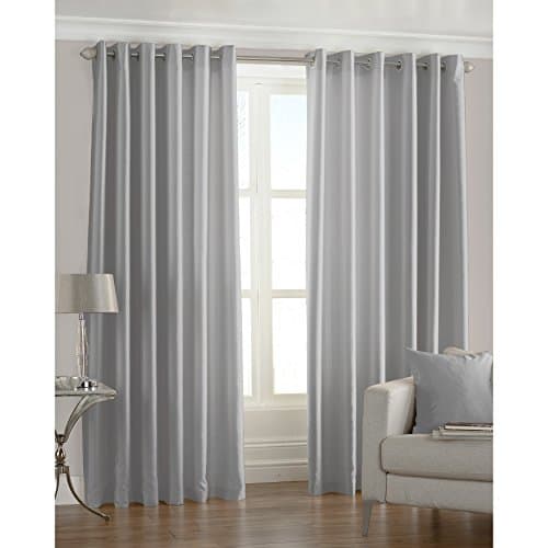 Image of Riva Paoletti Fiji Ringtop Eyelet Curtains (Pair), 168cm x 229cm, Steel Silver