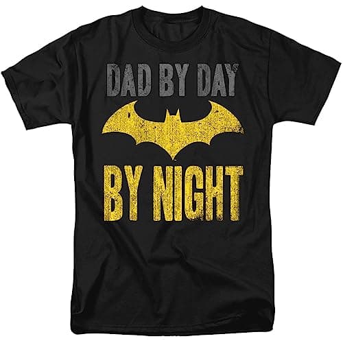 Image of Cotton Soul DC Comics Batman Dad by Day Unisex T Shirt, Black, X-Large