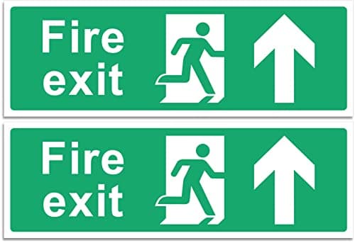 Image of Rubigo – 1/2/4/6 Pack Fire Exit Signs – Up Arrow – Safety Signs - 30x10cm Self Adhesive Vinyl Sticker, Easy Application Fire Door Emergency Exit Signage (2)