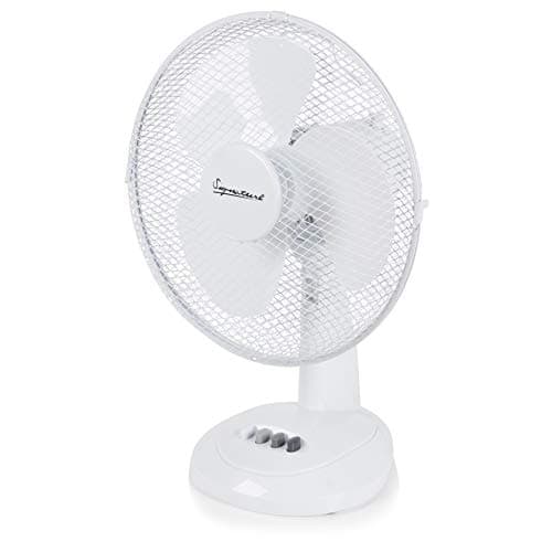 Image of Signature 12” 3 Speed Desk Fan with Oscillation, Adjustable Tilt, White, S40009