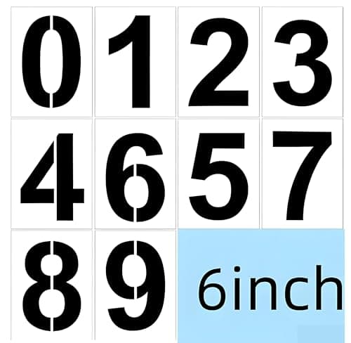 Image of 6 Inch Number Stencils for Painting – 10 PCS Reusable White PET Number Stencil Templates 0-9, Large Number Stencils for Crafts, Curb Address, Mailbox, Parking Lot, DIY Art Projects