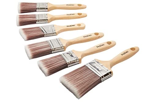 Image of ProDec 6 piece Premier Trade Synthetic Paint Brush Set for a Smooth Finish Painting with Emulsion, Gloss, Satin Paints on Walls, Ceilings, Wood, Metal, 2x 1.5, 3x 2, 1x 3 inch Brushes