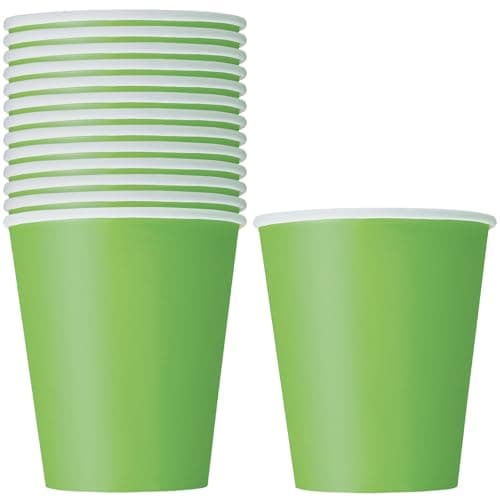 Image of Unique Party 31426 - 9oz Lime Green Paper Cups, Pack of 14