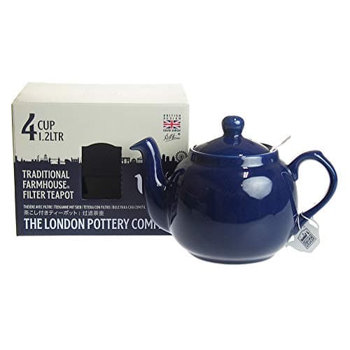Image of London Pottery Farmhouse Loose Leaf Teapot with Infuser, Ceramic, Cobalt Blue, 4 Cup (1.2 Litre)