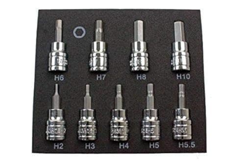 Image of US PRO 9 Piece Hex Allen Key Bit Sockets Metric Set 3/8'' Dr Drive 2-10mm 2065